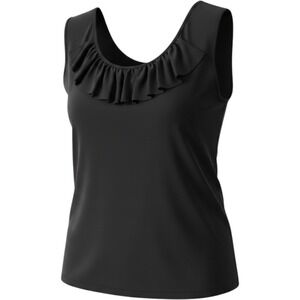 Effortless Style Top Women XL Black Citiknits Ruffle Neck Sleeveless Blouse